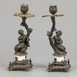 A set of (2) bronze candles, France, late 19th century.