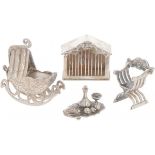 (4) piece lot miniatures silver.