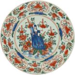 An earthenware polychrome dish decorated by Abundantia. Delft, 18th century.