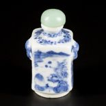 A porcelain snuff bottle with landscape decoration, marked Lingzhi, China, 19th century.