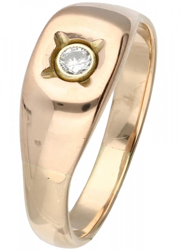 14K. Rose gold solitaire ring set with approx. 0.06 ct. diamond.