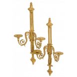 A set of (2) bronze Louis XVI-style wall candelabra, France, 20th century.