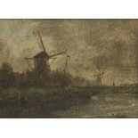 Dutch School, 20th C.. A windmill in a river landscape..