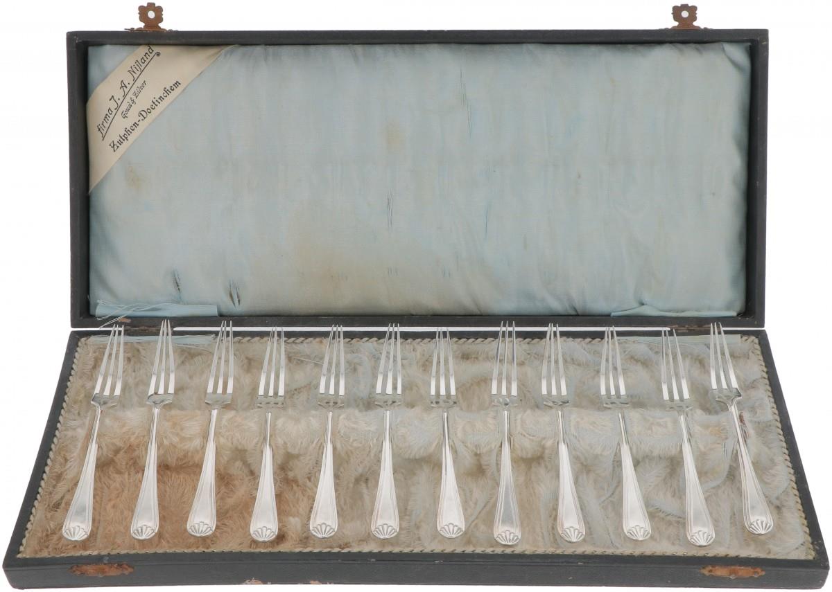 (12) piece set strawberry forks silver.