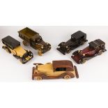 (5) piece lot of wooden model cars