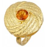 Gold plated silver ring set with citrine - 925/1000.