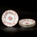 A set of (6) porcelain plates with floral decoration, China, 18th century.