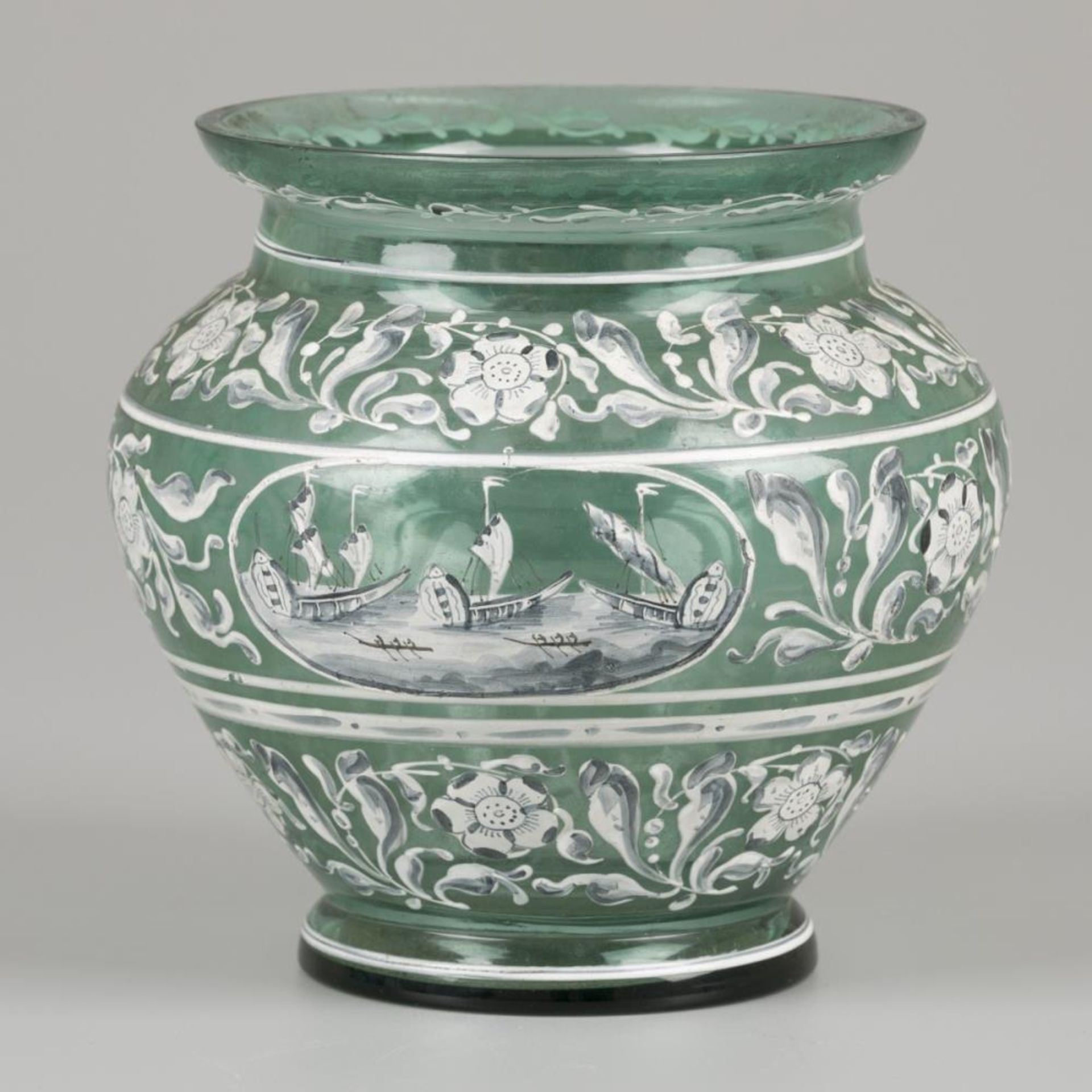 A glass vase with enamelled motif, Italy, 19th century. - Image 4 of 7