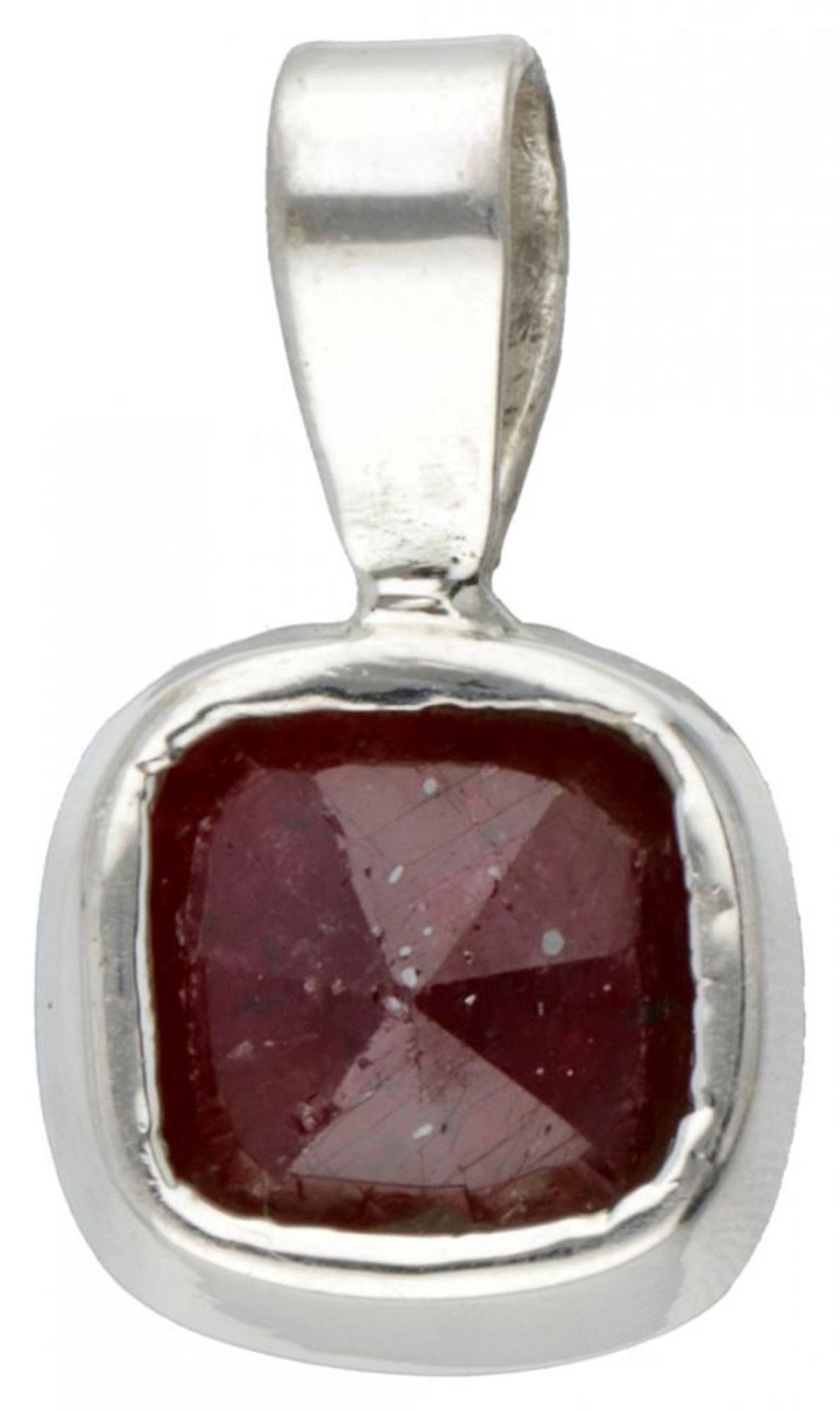 Silver pendant set with a ruby ​​- 925/1000. - Image 2 of 2