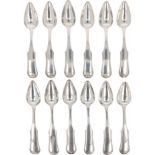 (12) piece set silver coffee spoons.