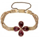 14K. Yellow gold bracelet set with approx. 15.88 ct. garnet.