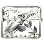 Arno Malinowski for Georg Jensen no.251 silver 'Dolphins' brooch - 925/1000.