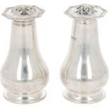 (2) piece set salt & pepper shakers silver.