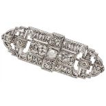 Silver openwork Art Deco brooch set with ca. 0.20 ct. diamond - 925/1000.