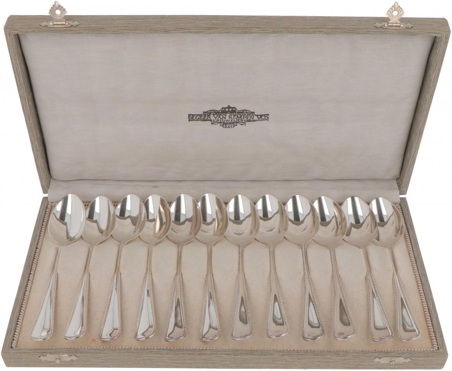 (12) piece set of ice cream / dessert spoons in silver case.