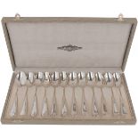 (12) piece set of ice cream / dessert spoons in silver case.