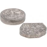 (2) piece lot of peppermint boxes in silver.