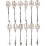 (12) piece set apostle teaspoons silver.