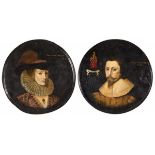 English School ca, 1900. Portrait of Sir Thomas Cowdrey of Berks, 1611 and a Portrait of the Lady Co