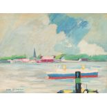 Signed "Van Dongen", Shipping on the Maas near Rotterdam.