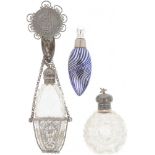 (3) piece lot perfume bottles silver.