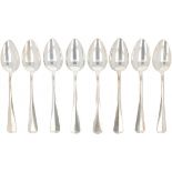 (8) piece set dinner spoons "Haags Lofje" silver.