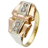 18K. Yellow gold retro tank ring set with rose cut diamond.