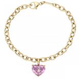 18K. Yellow gold Chopard bracelet with a approx. 0.02 ct. floating diamond set in a 'So Happy' heart