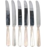 (6) piece set of knives "Haags Lofje" silver.