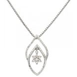 14K. White gold necklace and pendant set with approx. 0.36 ct. diamond.