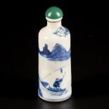 A softpaste snuff bottle with decor of scholar in a landscape, China, 19th century.