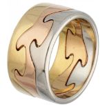 Nina Koppel for Georg Jensen 18K. tricolor gold 3-piece 'Fusion' ring.