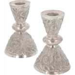 (2) piece set of candlesticks silver.