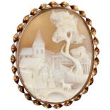 Shell cameo brooch in a BLA 10K. rose gold frame.