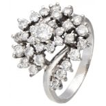 14K. White gold entourage ring set with approx. 1.47 ct. diamond.