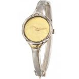 Silver matted design bangle ladies wristwatch - 925/1000.