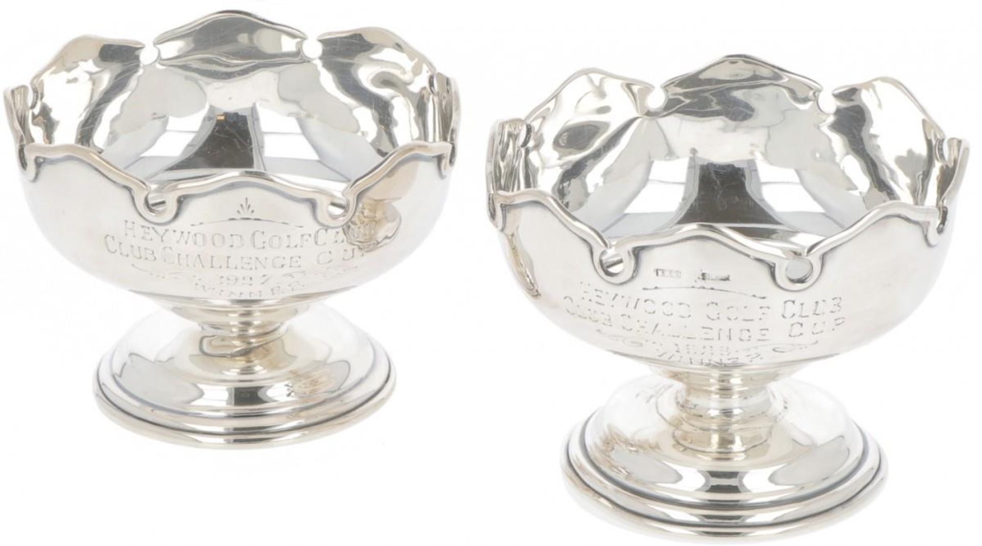 (2) piece set of prize cups, silver.