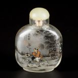 A glass snuff bottle decorated with children, China, 1st half 20th century.