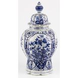 A large "Delft" lidded vase.