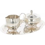 (3) piece cream set silver.