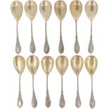 (12) piece set of ice cream spoons silver.