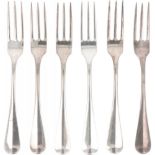 (6) piece set breakfast forks "Dutch smooth" silver.