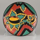 An earthenware wall plate with cloisonné decoration, design unknown, Porceleyne Fles, circa 1900.