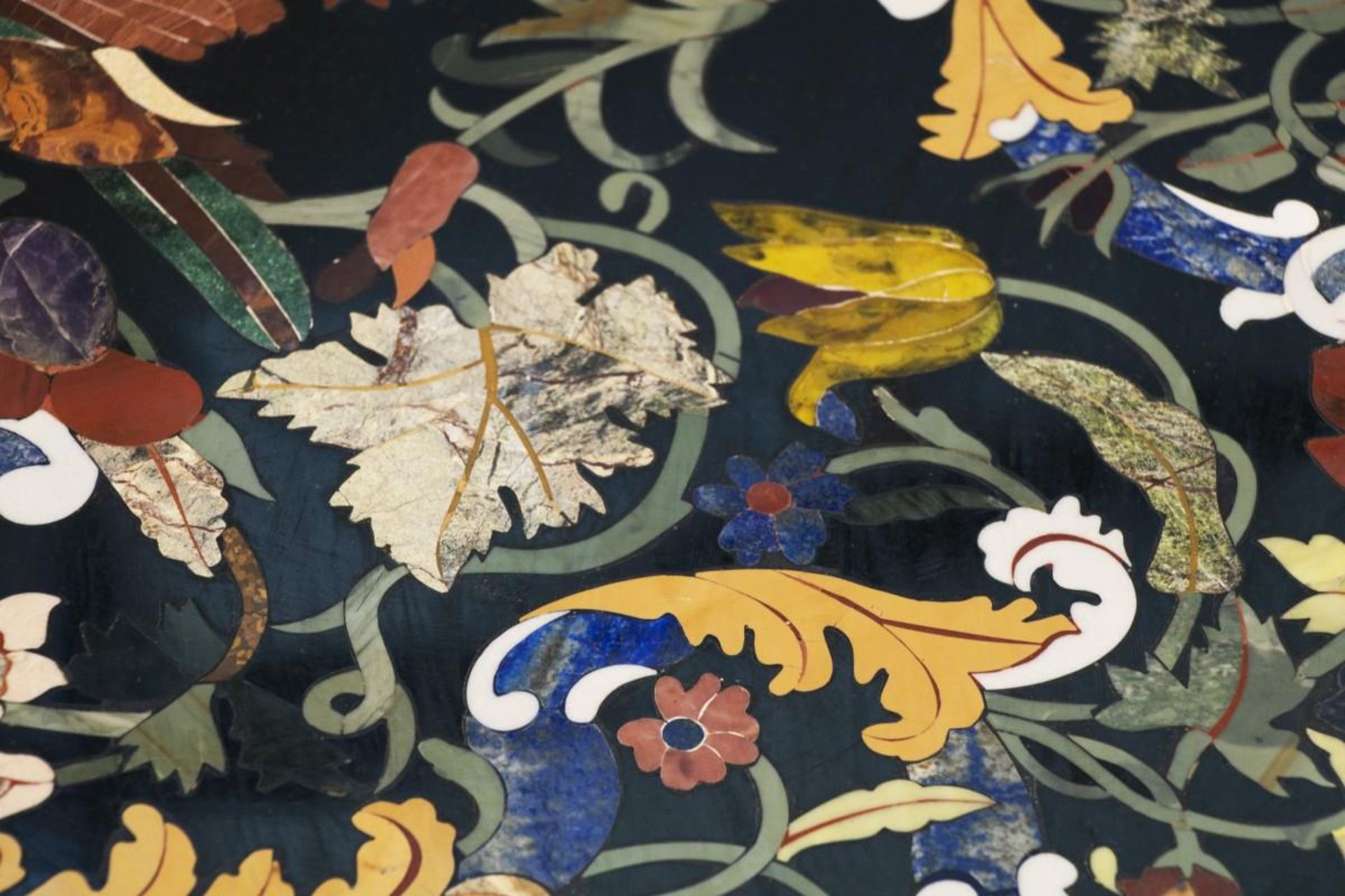 A rectangular Italian pietra dura table top with birds between blossom branches, 20th century. - Image 7 of 8