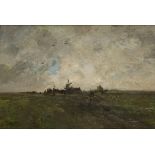 "Pieter" Annanius van den Berg (Den Haag 1865 - 1950) - Mill underneath a cloudy sky.