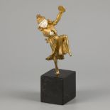 Georges Omerth (1895 - 1925), A bronze 'chryselephantine' figurine depicting a dancer playing cymbal