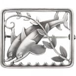 Arno Malinowski for Georg Jensen no.251 silver 'Dolphins' brooch - 925/1000.