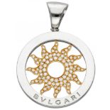 18K. Yellow gold with steel Bvlgari 'Tondo Sun' pendant set with approx. 0.64 ct diamond.