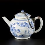 A porcelain teapot with landscape decor, China, 18th century.