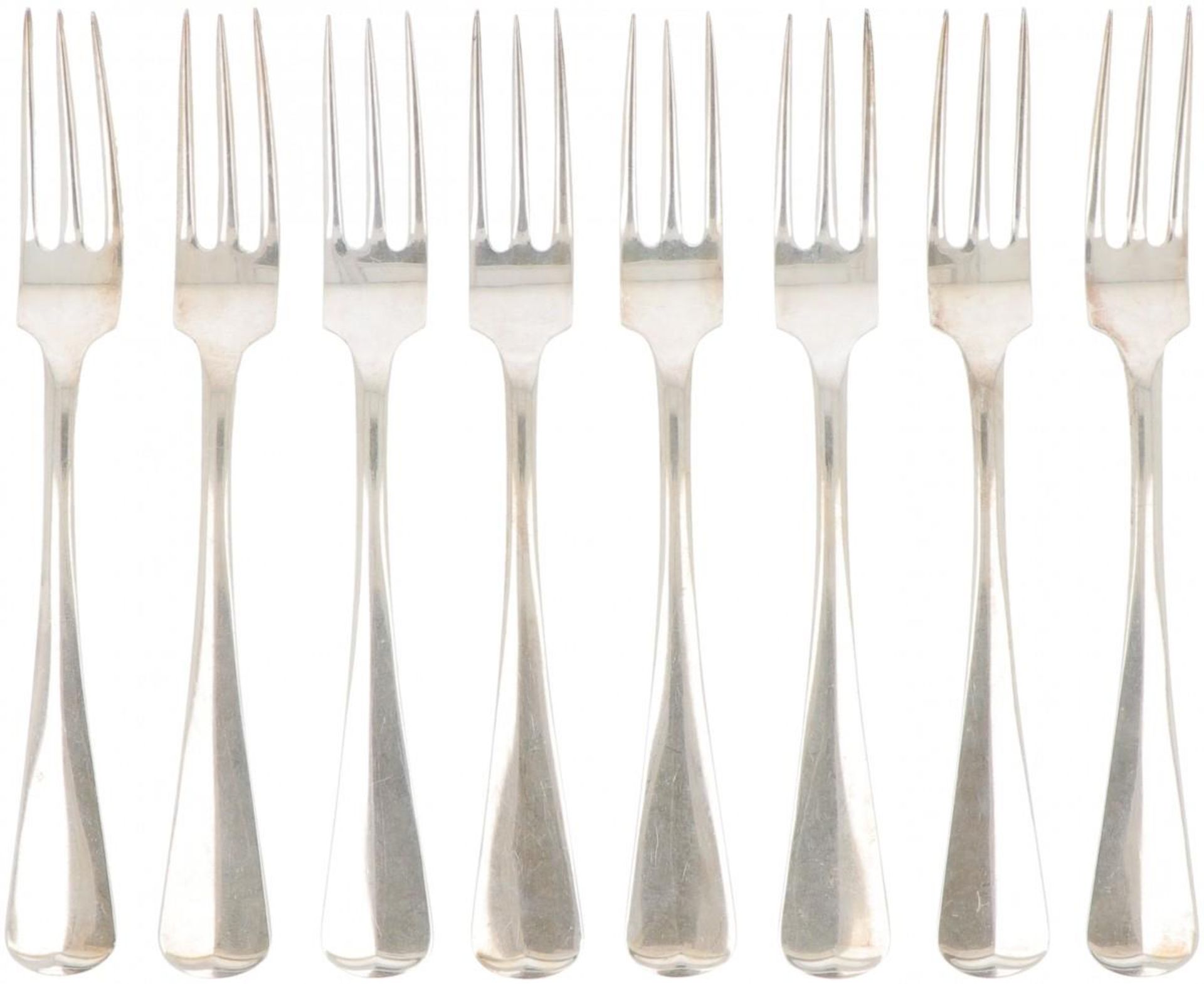 (8) piece set of forks "Haags Lofje" silver.